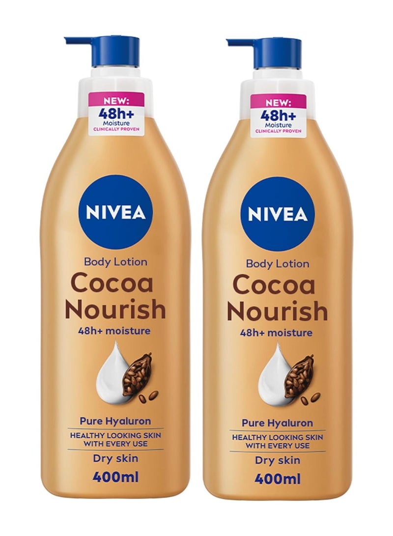 نيفيا لوشن الجسم بزبدة الكاكاو مع مصل الترطيب العميق 400 مل، عبوة من قطعتين - Image 1